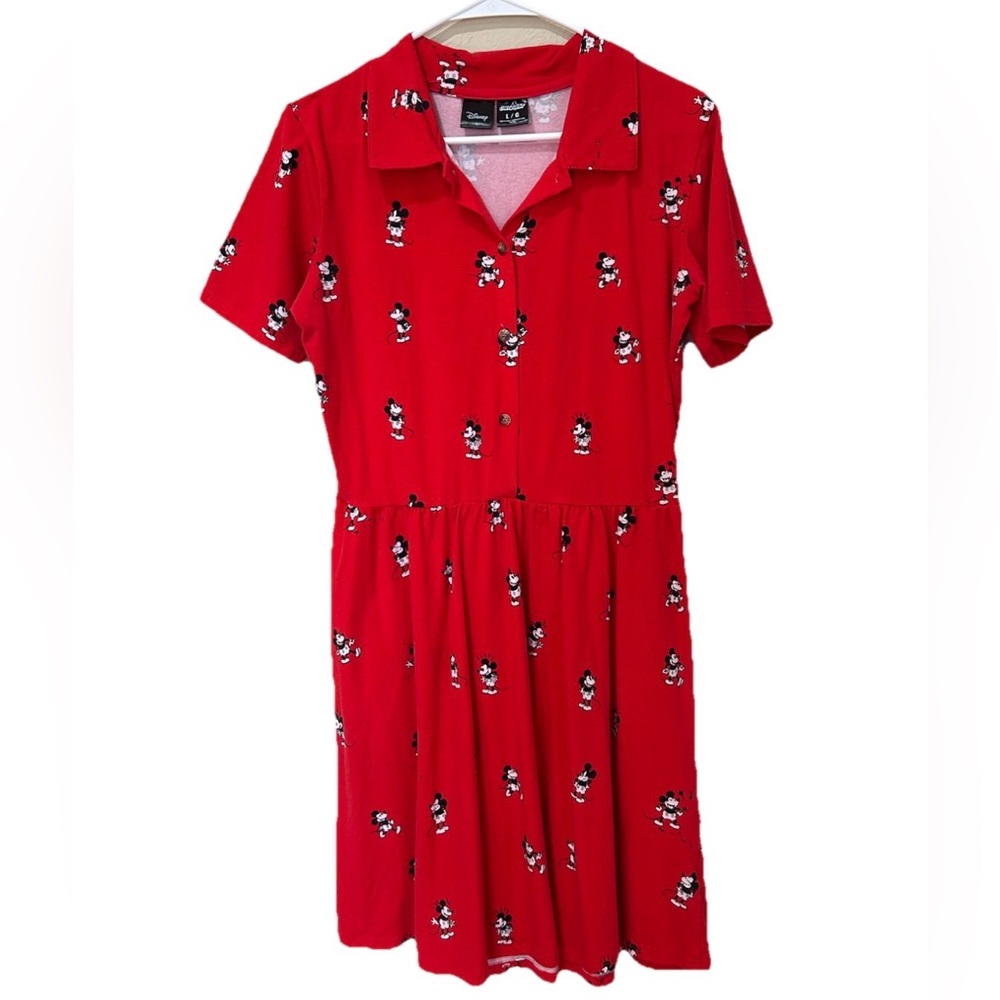 Red Mini Dress with Character Print
